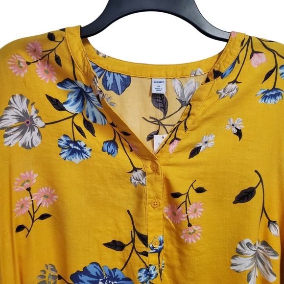 NWT Old Navy Women's Yellow Floral Dress Long Sleeves Size XL - Picture 4 of 9